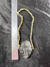 Stone Human Face Effigy Necklace