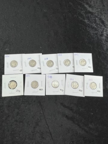 10 Mercury Dimes (1 of 2)