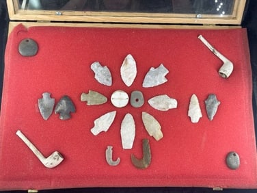 Group of Arrowheads, Pipes, etc frame NOT included
