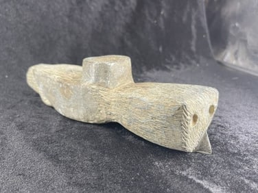 8" Hoot Owl Stone Effigy Pipe Indian Artifact Arrowhead
