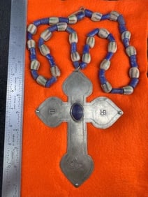 Hudson Bay Trade Cross with Trade Bead Necklace frame IS included Indian Artifact Arrowhead