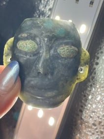 Miniature Jade Face Effigy Pendant Indian Artifact Arrowhead