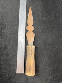 Copper Spear Point with Wooden Handle Indian Artifact Arrowhead