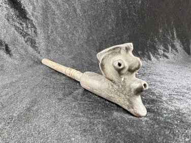 Carved Wooden Human Effigy Pipe Indian Artifact Arrowhead