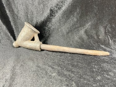 Pottery Pipe with wooden stem