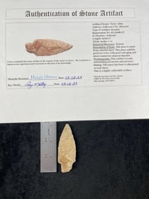 Kramer with Roy Motley COA from Kansas Indian Artifact Arrowhead