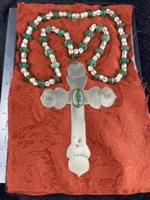 Hudson Bay Trade Cross with Trade Bead Necklace frame IS included Indian Artifact Arrowhead
