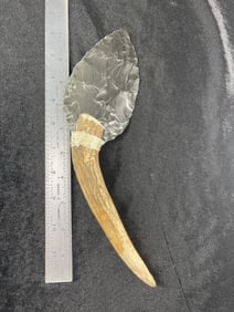 Hafted Obsidian Blade Indian Artifact Arrowhead