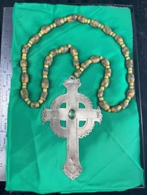 Stamped Quebec Trade Cross Riker Frame Included Indian Artifact Arrowhead