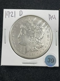 1921 D AU Morgan Silver Dollar Coin
