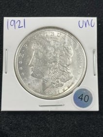 1921 AU Morgan Silver Dollar Coin