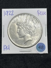 1922 AU Peace Silver Dollar Coin