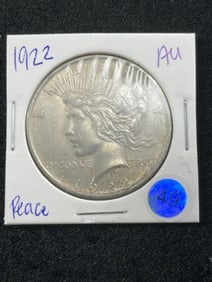 1922 AU Peace Silver Dollar Coin