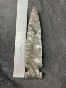 6 & 7/16" Obsidian Spear Indian Artifact Arrowhead