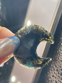 1 & 5/8" Obsidian Crescent Indian Artifact Arrowhead