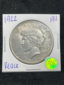 1922 AU Peace Silver Dollar Coin