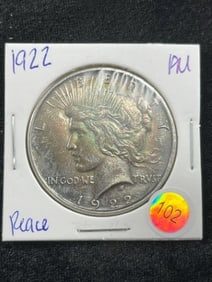 1922 AU Peace Silver Dollar Coin