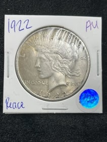 1922 AU Peace Silver Dollar Coin