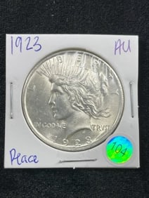 1923 AU Peace Silver Dollar Coin