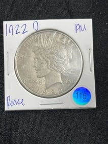 1922 D AU Peace Silver Dollar Coin