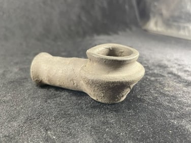 Engraved Pottery Pipe Indian Artifact Arrowhead