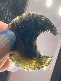 Obsidian Crescent Indian Artifact Arrowhead