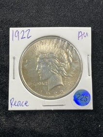 1922 AU Peace Silver Dollar Coin