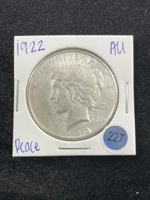 1922 AU Peace Silver Dollar Coin