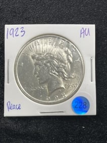 1923 AU Peace Silver Dollar Coin