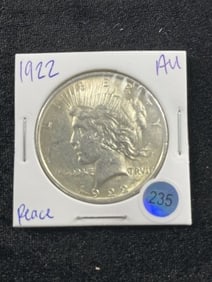 1922 AU Peace Silver Dollar Coin