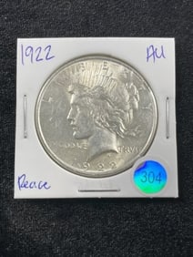 1922 AU Peace Silver Dollar Coin