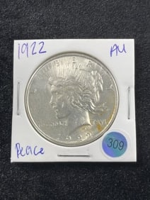 1922 AU Peace Silver Dollar Coin