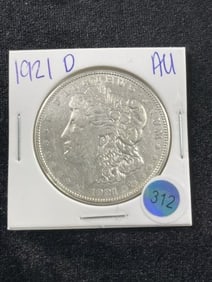 1921 D AU Morgan Silver Dollar Coin