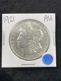 1921 AU Morgan Silver Dollar Coin