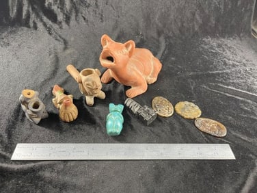 Group of Pre-Columbian Pottery, Pipes, etc