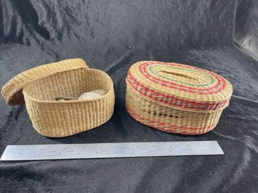 2 Indian Baskets with Arrowheads