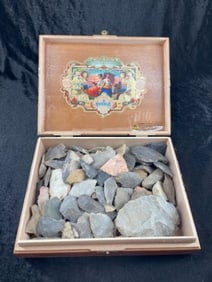 Very nice Wooden Cigar Box with Arrowheads