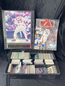 Tackle Box full of Baseball Cards with Mark Mcgwire Plack and 1990 Sports Illustrated