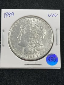 1889 UNC Morgan Silver Dollar Coin