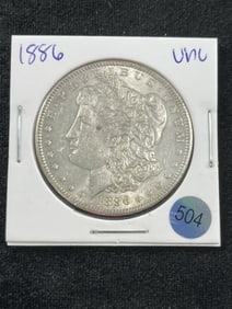 1886 UNC Morgan Silver Dollar Coin