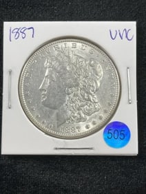 1887 UNC Morgan Silver Dollar Coin