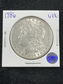 1886 UNC Morgan Silver Dollar Coin