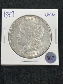 1887 UNC Morgan Silver Dollar Coin