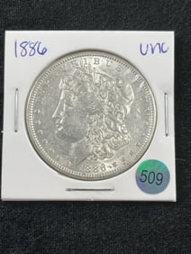 1886 UNC Morgan Silver Dollar Coin