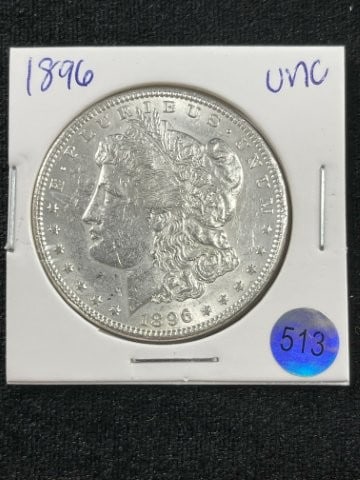 1896 UNC Morgan Silver Dollar Coin (1 of 2)