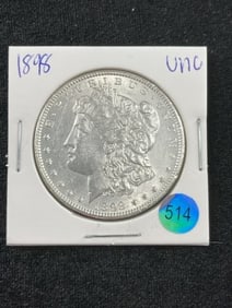 1898 UNC Morgan Silver Dollar Coin