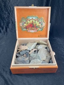 Wooden Cigar Box with Arrowheads, Scrapers, Blades, etc Indian Artifact Arrowhead
