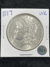 1887 UNC Morgan Silver Dollar Coin