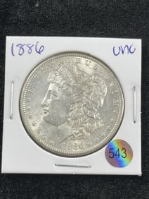 1886 UNC Morgan Silver Dollar Coin