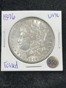 1896 Toned UNC Morgan Silver Dollar Coin